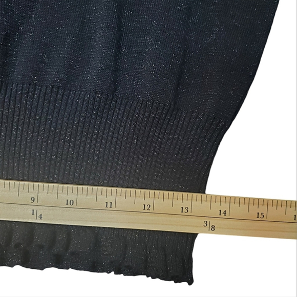 Versailles Sweater Silk Metallic Ruffle Flower Coquette Feminine Black Gold (M) - Picture 7 of 8